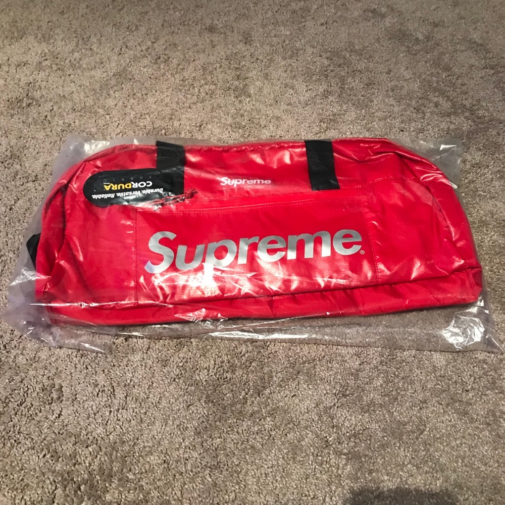 Supreme red duffle bag